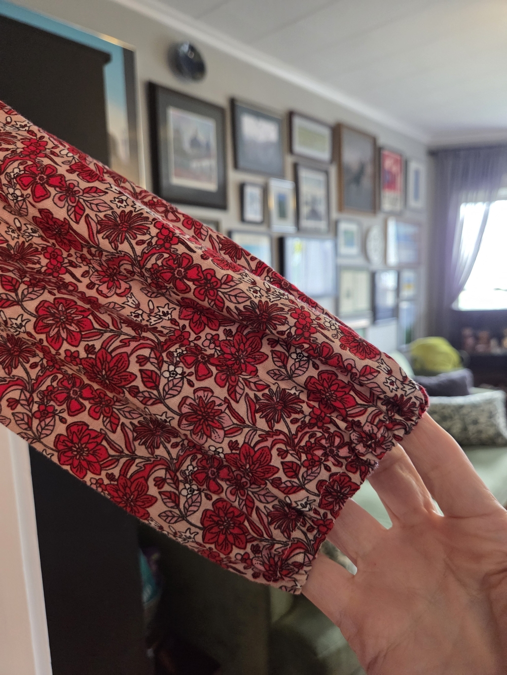 Boden Red + Pink Floral Maxi Dress with V-Neck - Size 16/18R - Picture 13 of 14